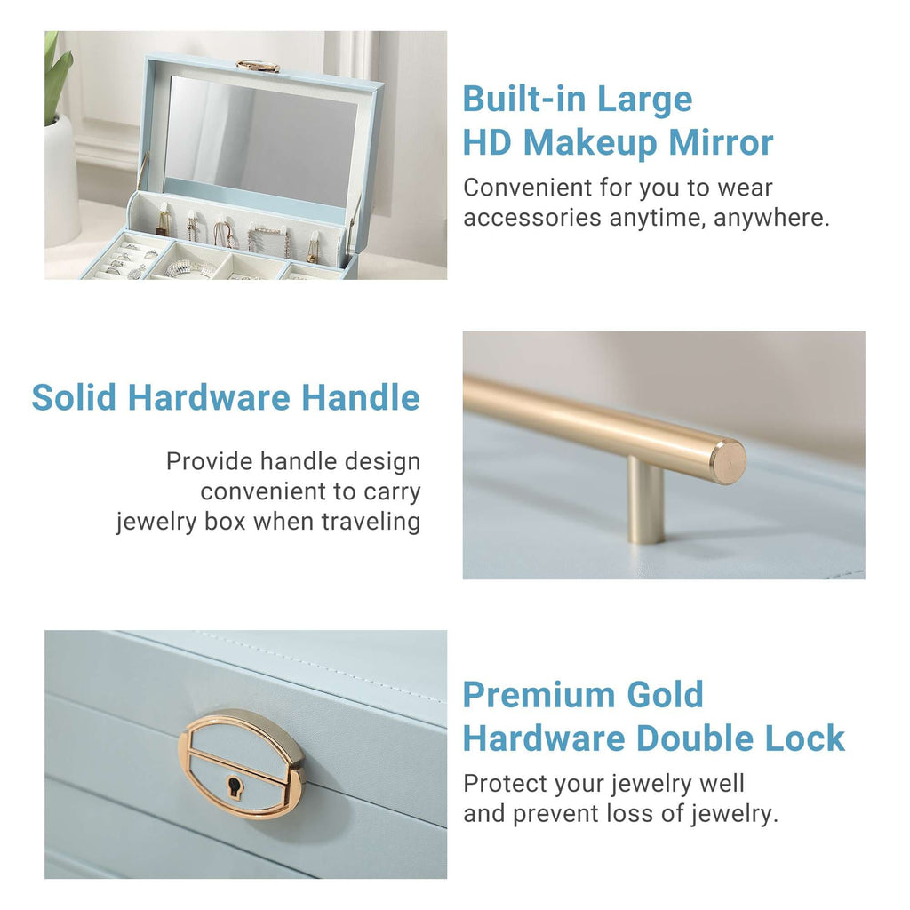 Large Jewellery Box With Lock Decor 3 Drawers