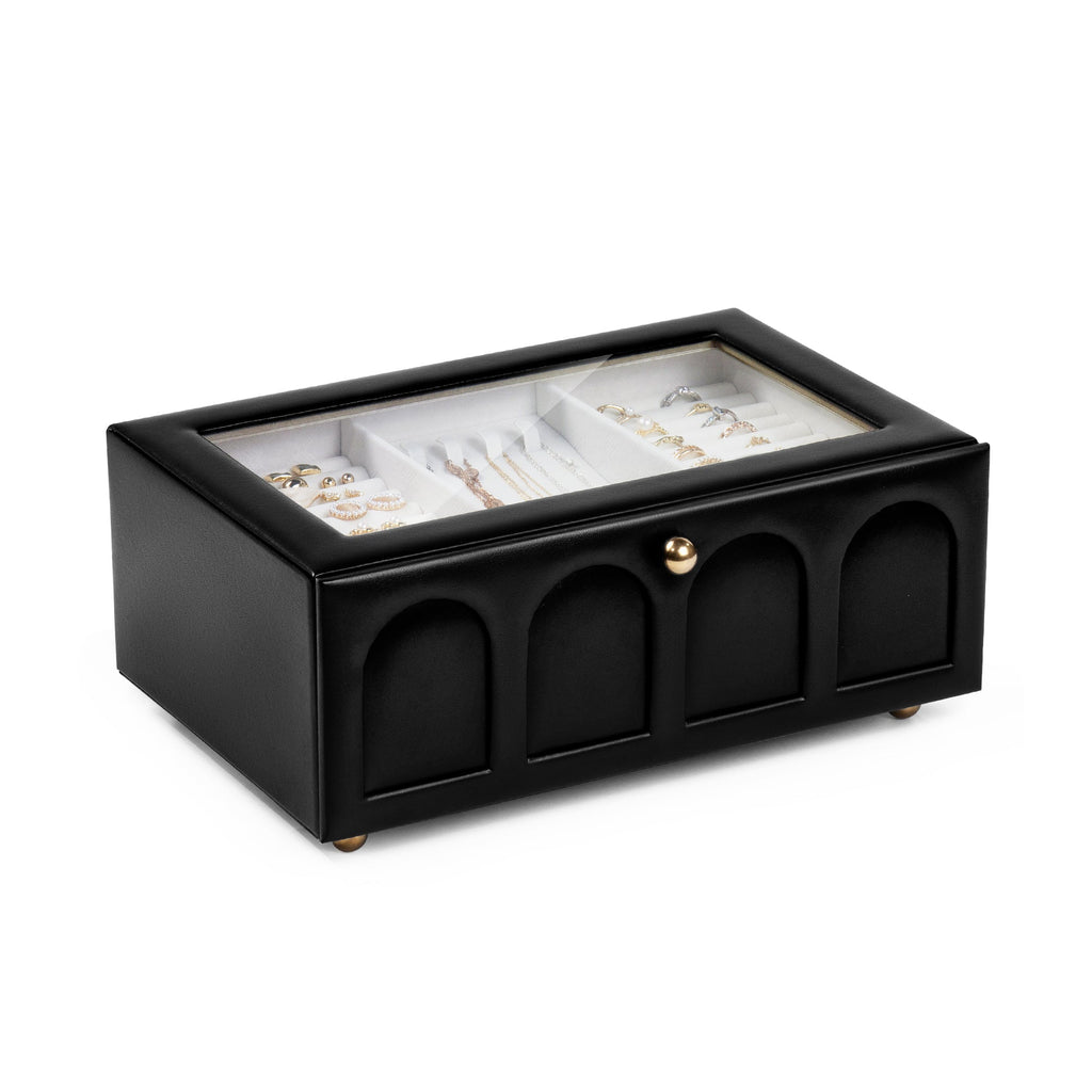 Double Drawer Jewelry Organizer With Glass Lid for Women