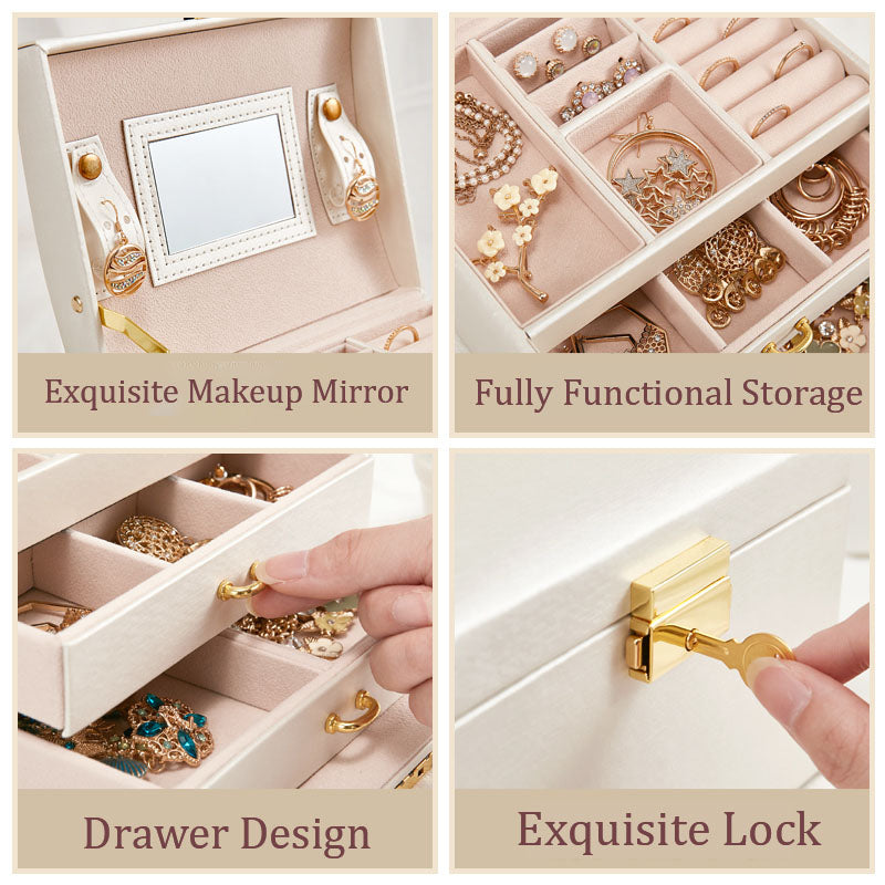 Casegrace Fashion PU Leather Jewelry Box Lockable Display Box