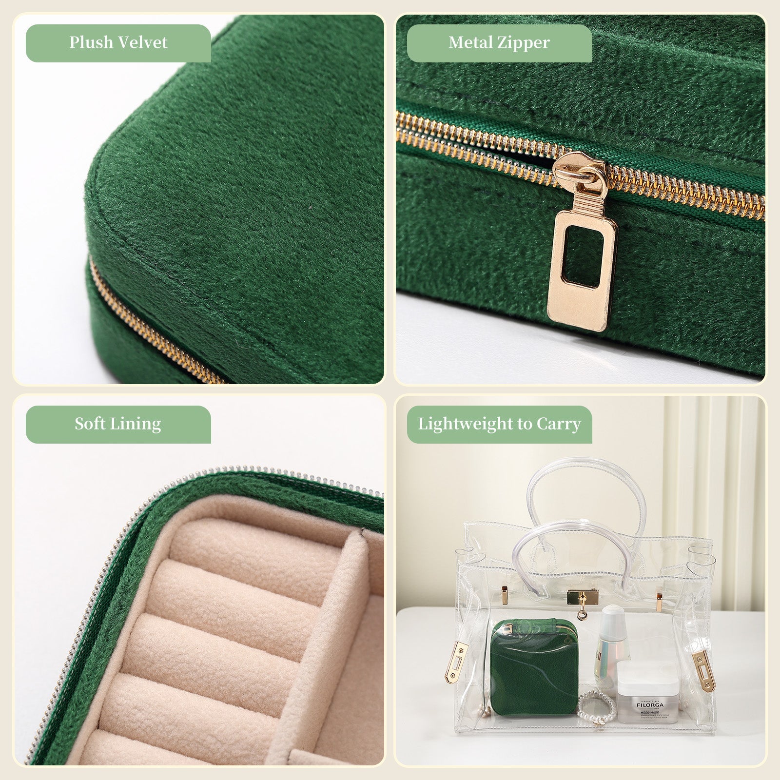 Velvet Travel Jewelry Box Organizer