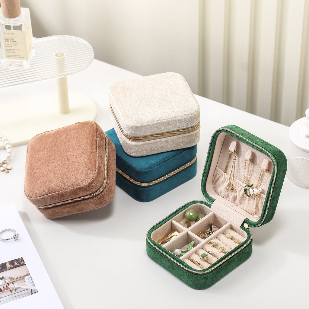 Velvet Travel Jewelry Box Organizer
