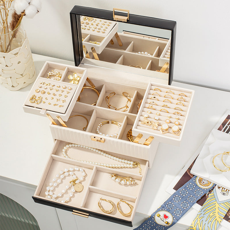 3 Layers Jewelry Boxes for Earring, Ring, Necklace, Bracelets