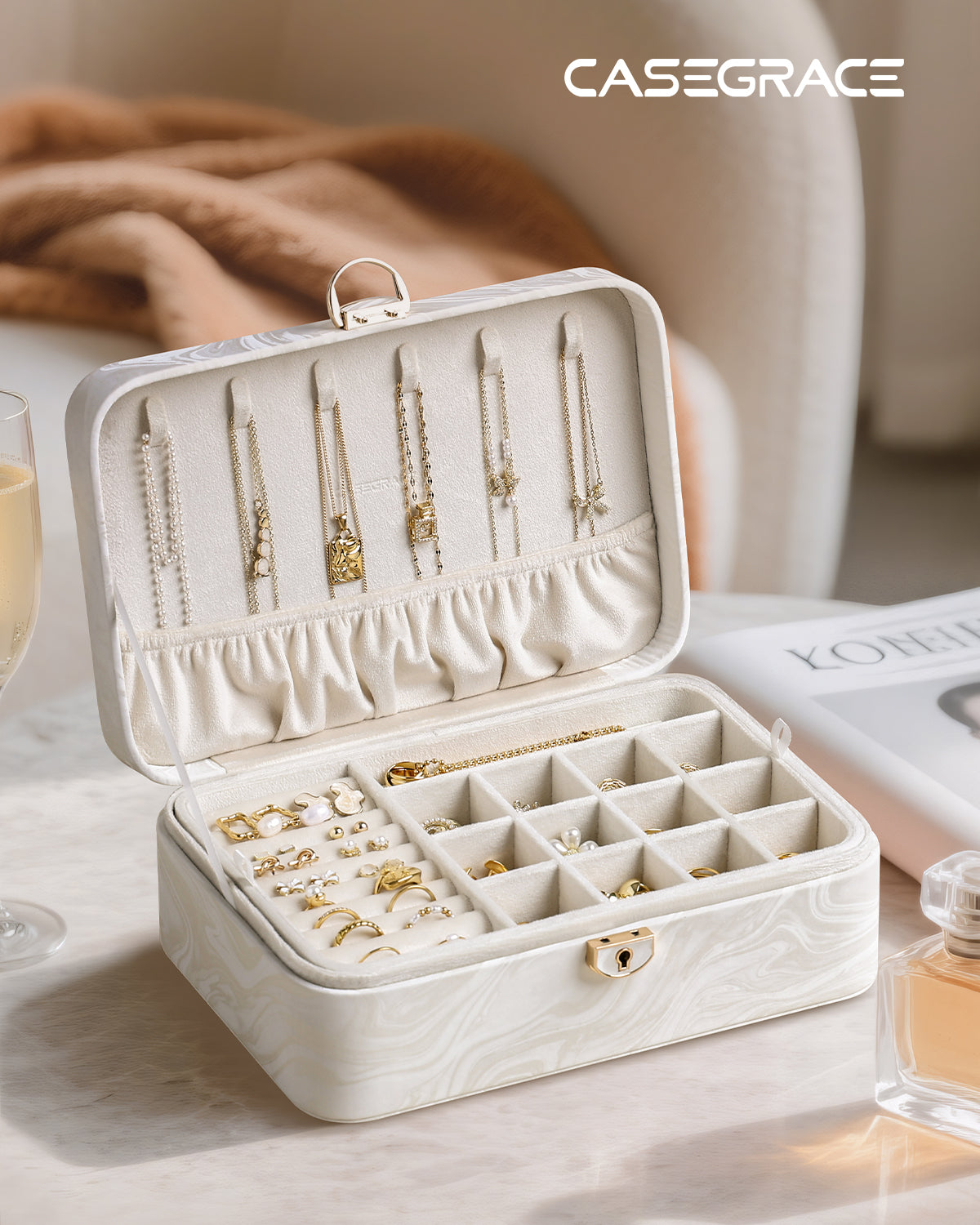 2-Layer Jewelry Box with Removable Tray