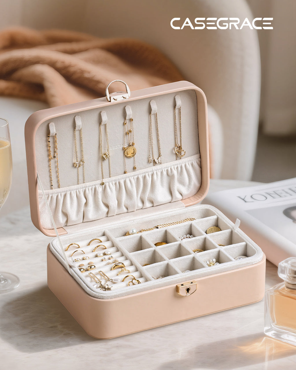 2-Layer Jewelry Box with Removable Tray