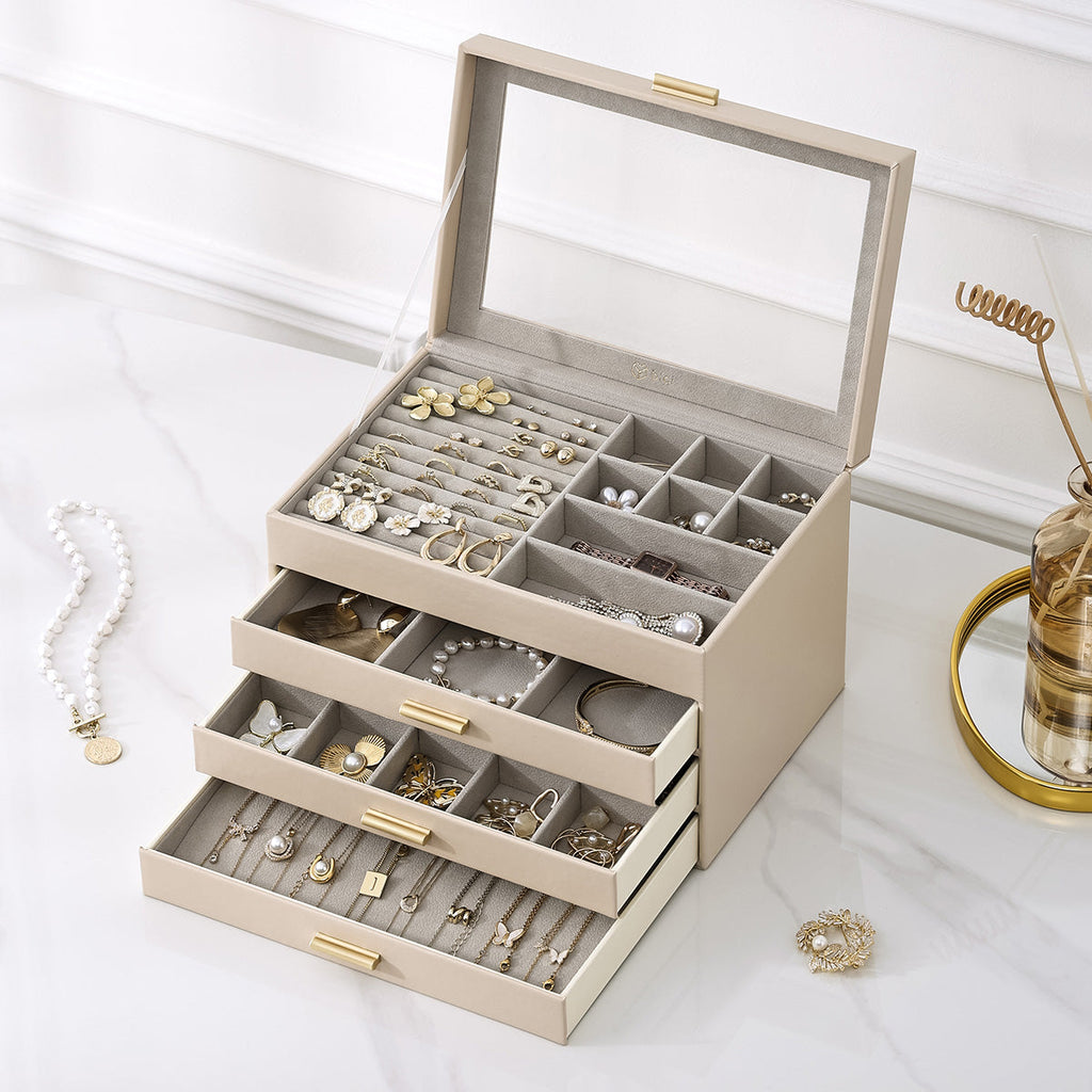 4-Layer Jewelry Organizer with Clear Lid