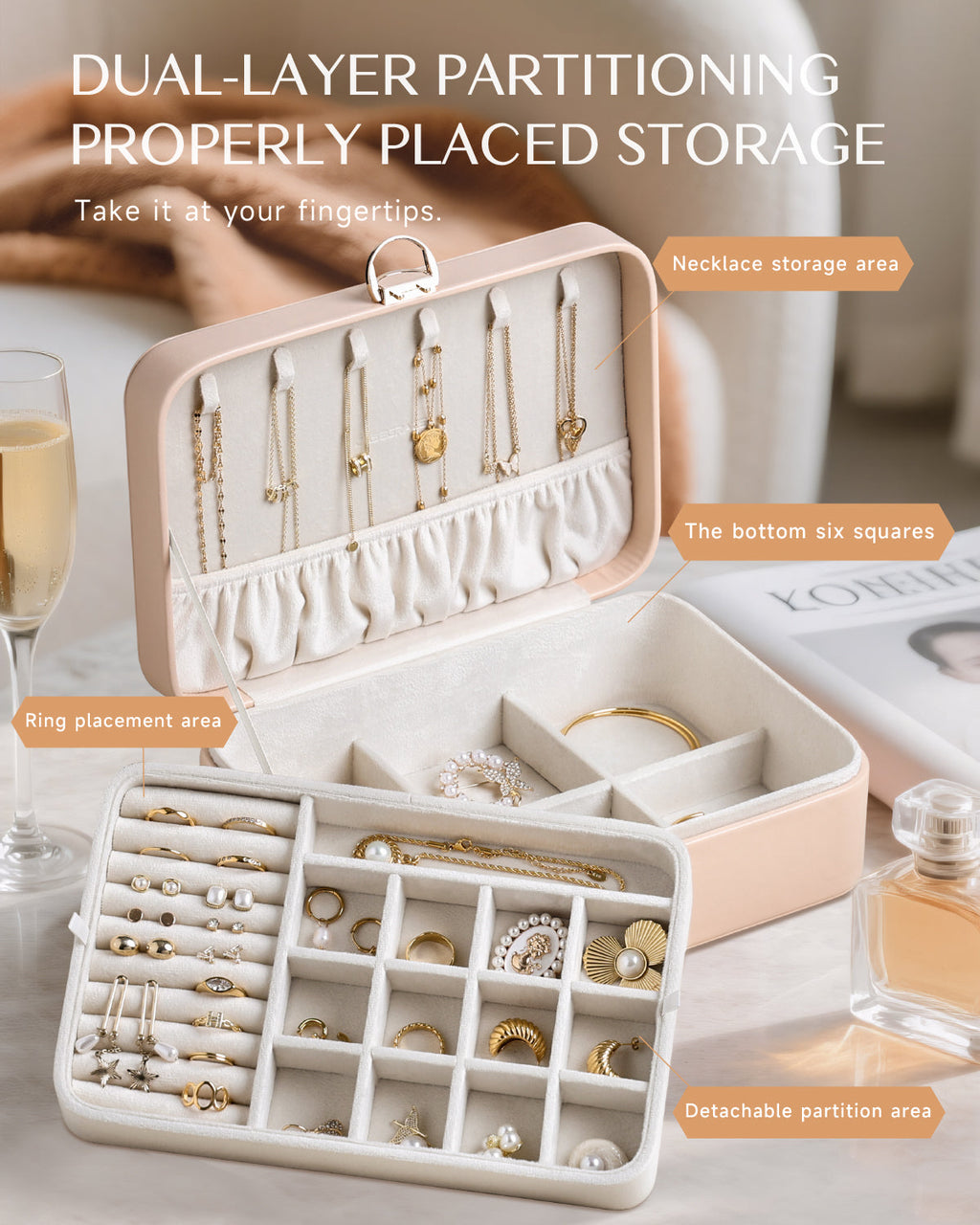 2-Layer Jewelry Box with Removable Tray