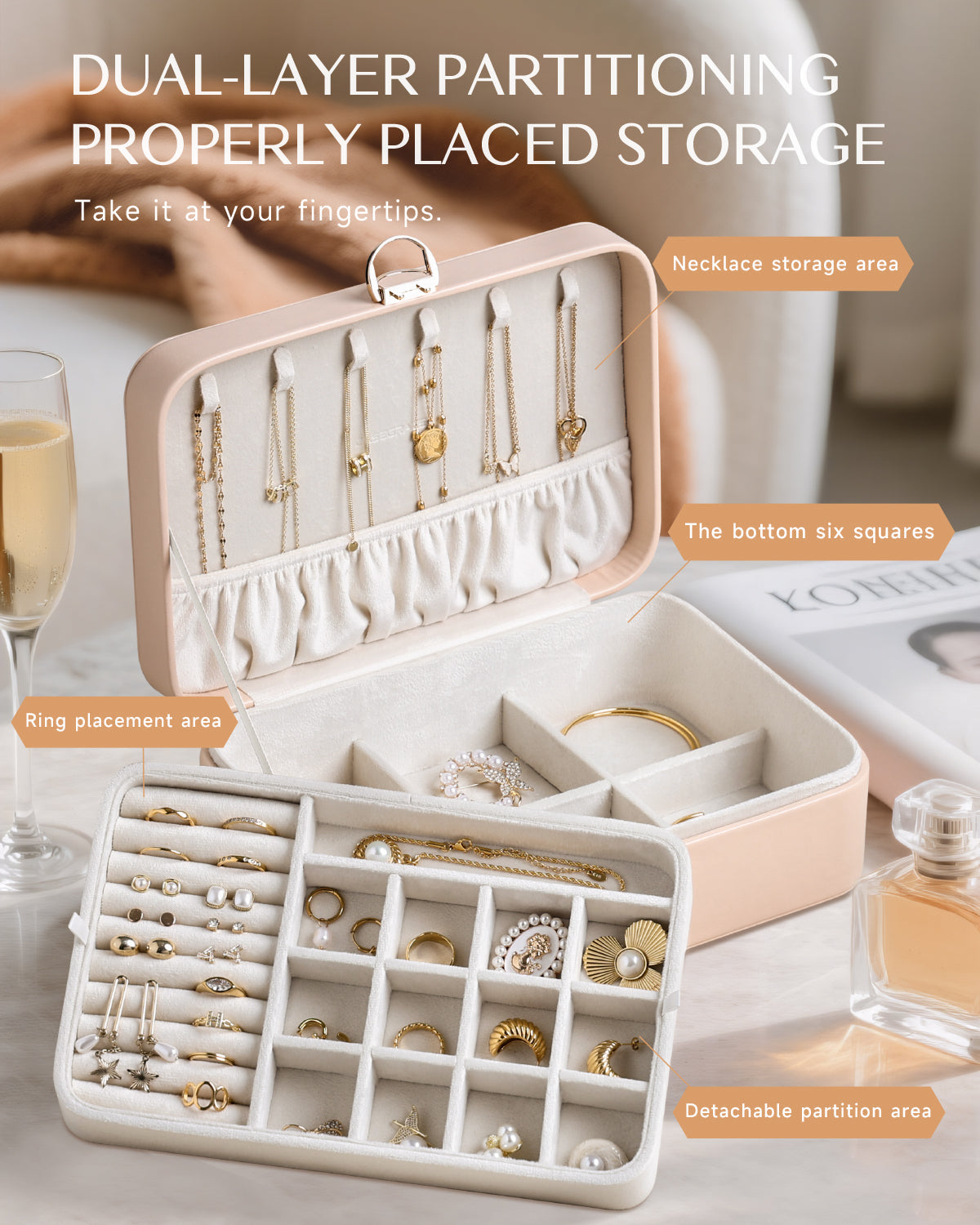 2-Layer Jewelry Box with Removable Tray