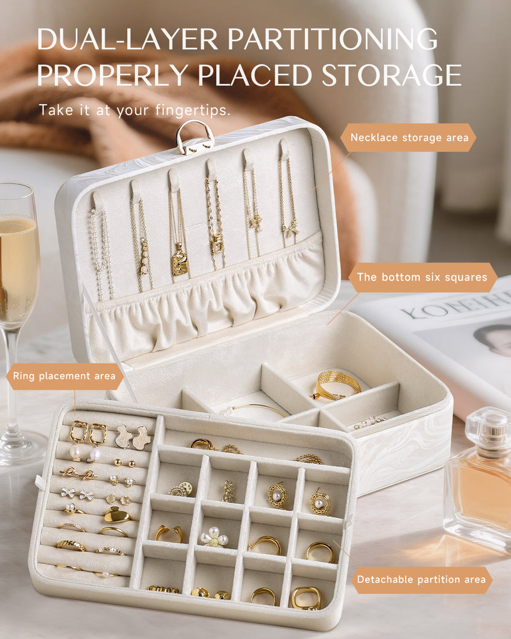 2-Layer Jewelry Box with Removable Tray