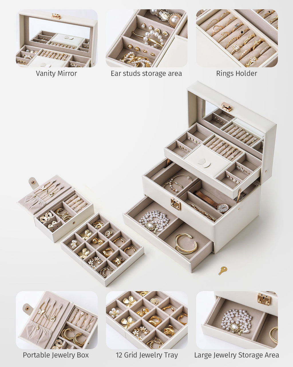 CASEGRACE Jewelry Organizer Box,3 Layers