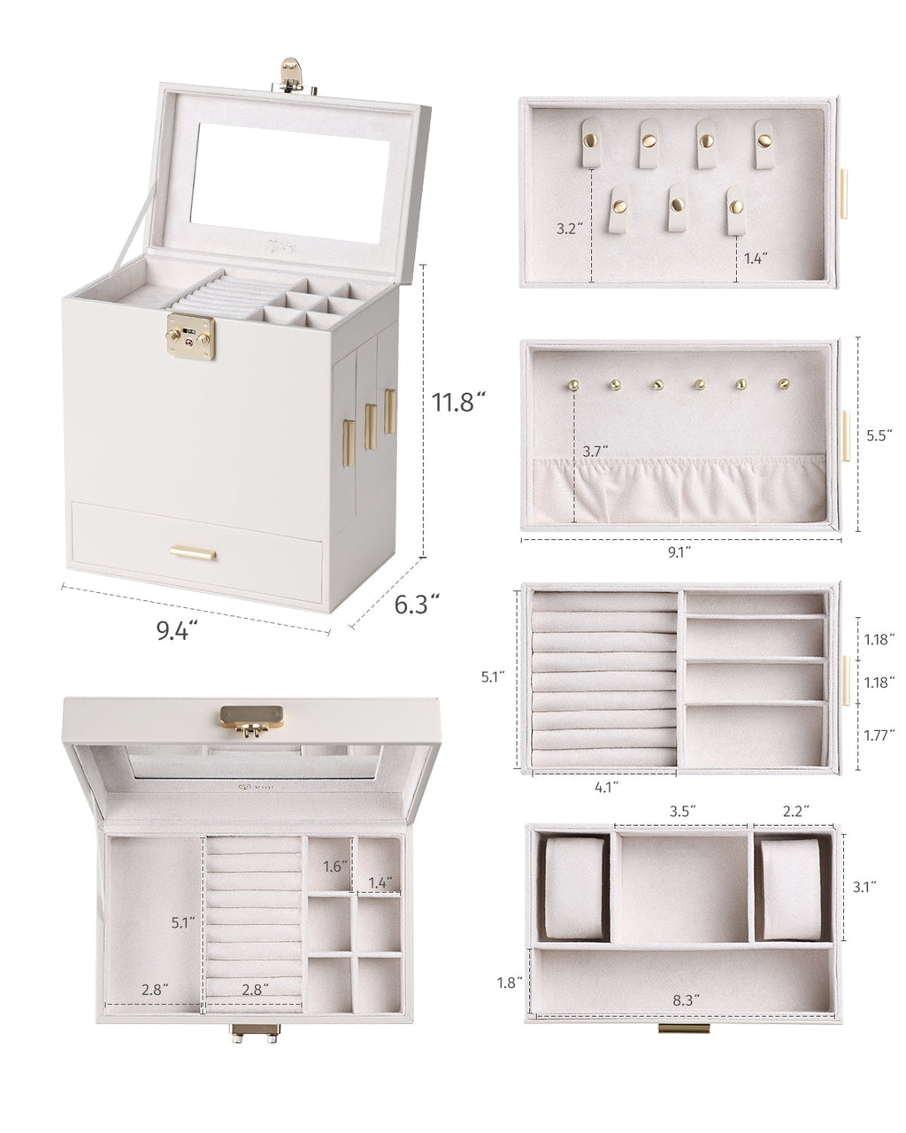 5-Layer Jewelry Organizer with Mirror
