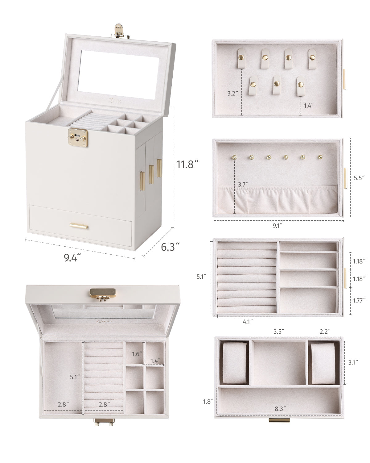5-Layer Jewelry Organizer with Mirror