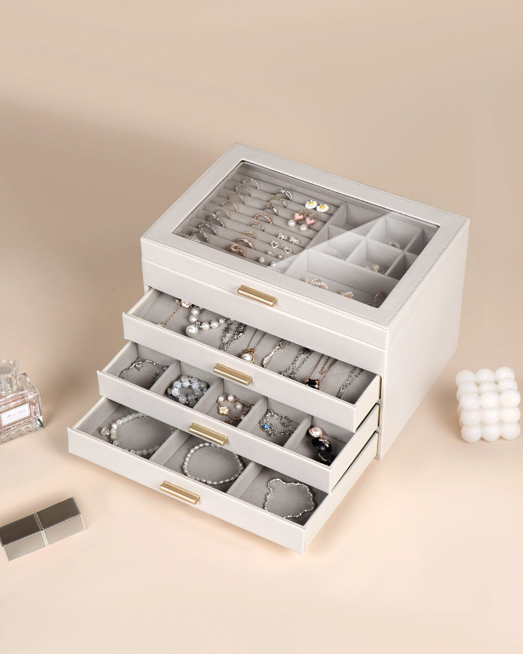4-Layer Jewelry Organizer with Clear Lid
