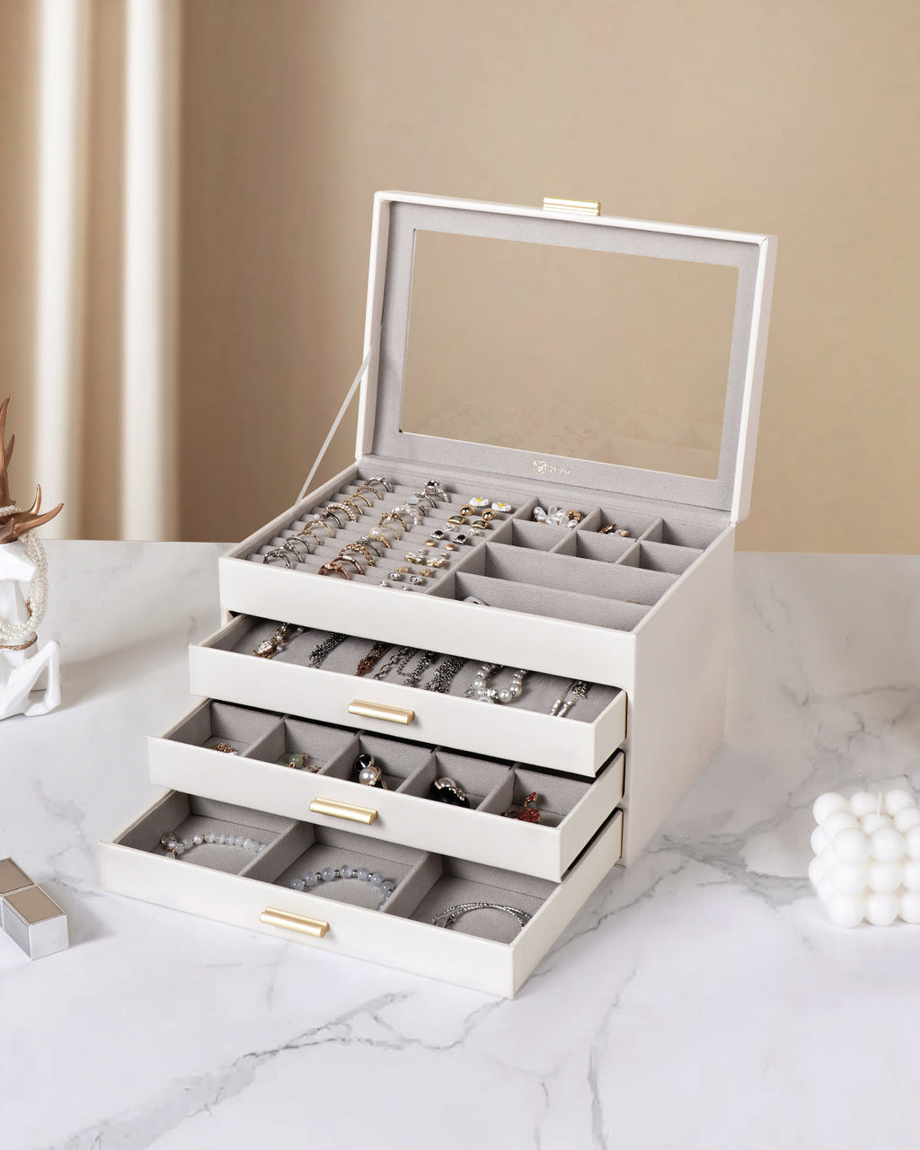 4-Layer Jewelry Organizer with Clear Lid