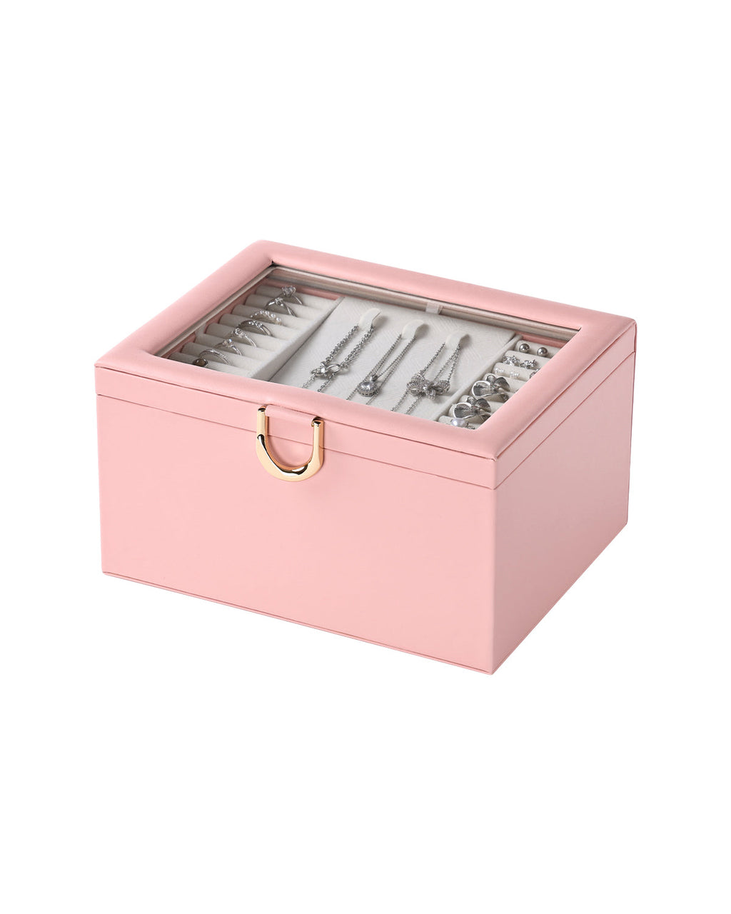 Jewelry Box with Clear Lid,2-Layer