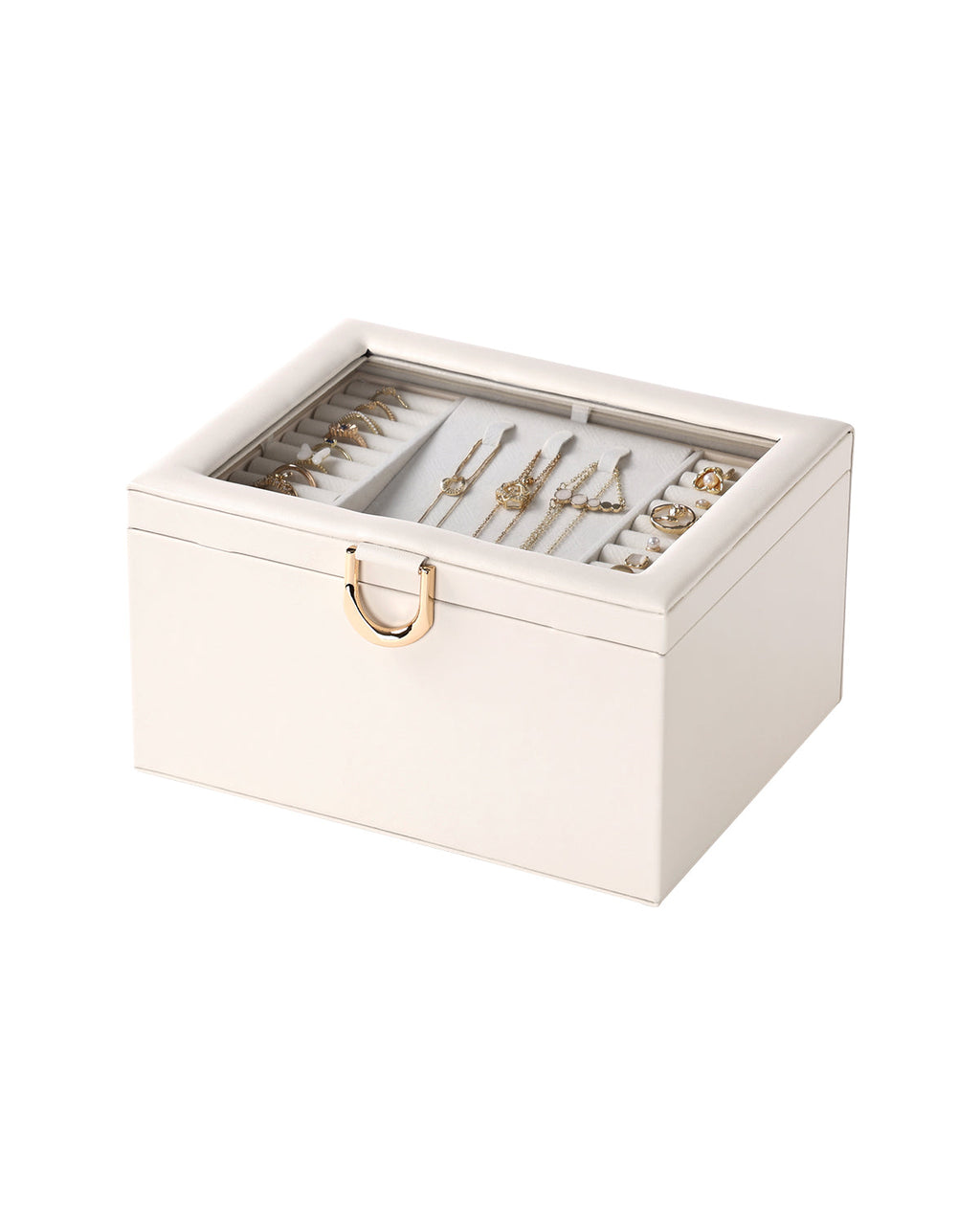 Jewelry Box with Clear Lid,2-Layer