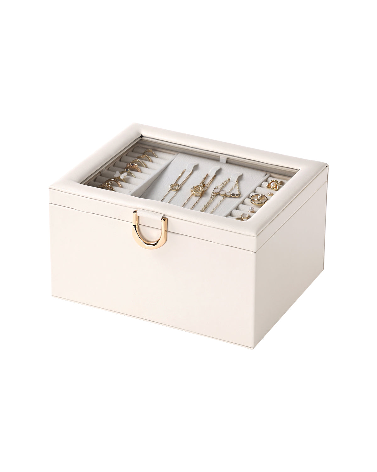 Jewelry Box with Clear Lid,2-Layer