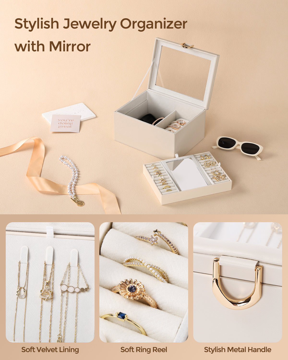 Jewelry Box with Clear Lid,2-Layer