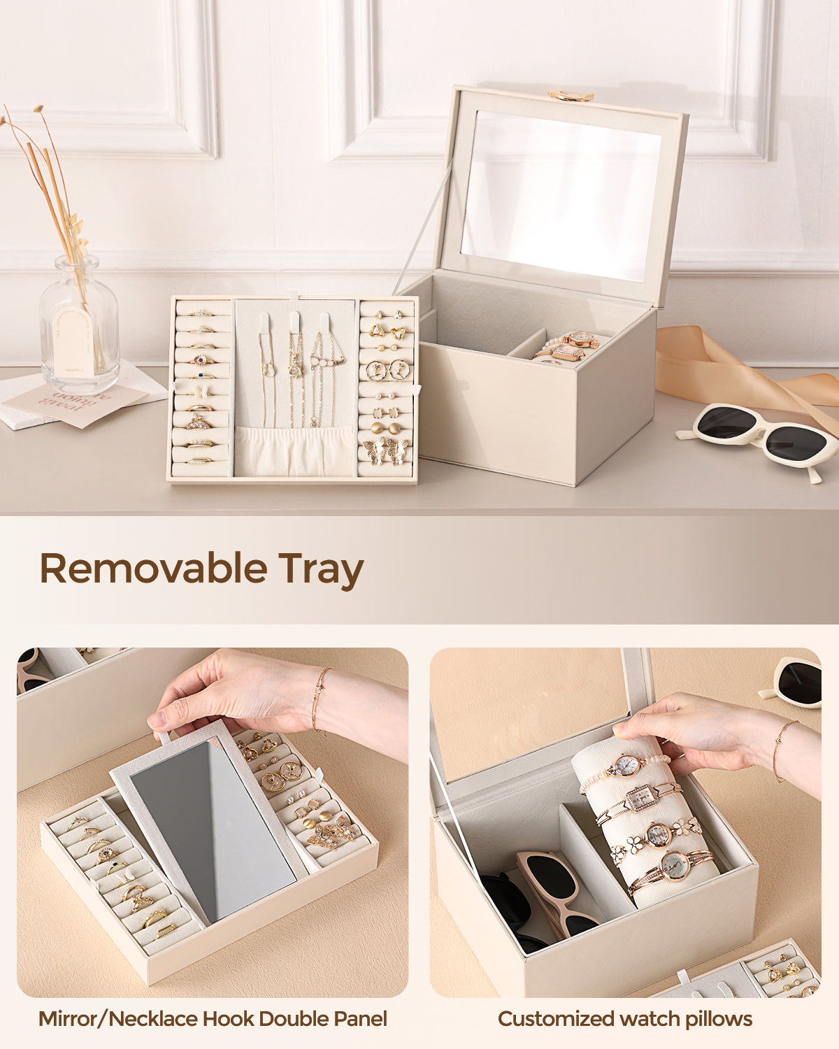 Jewelry Box with Clear Lid,2-Layer
