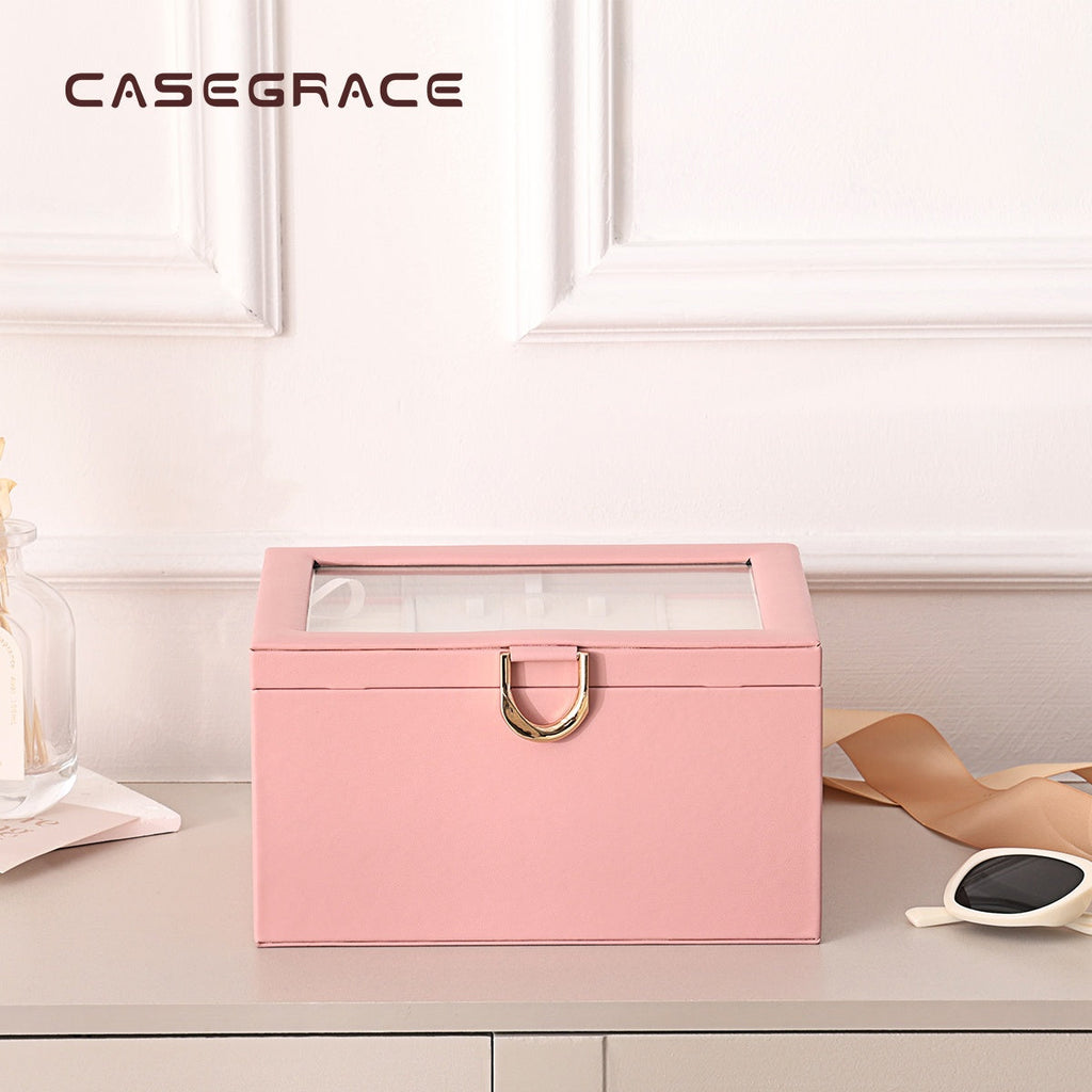 Jewelry Box with Clear Lid,2-Layer