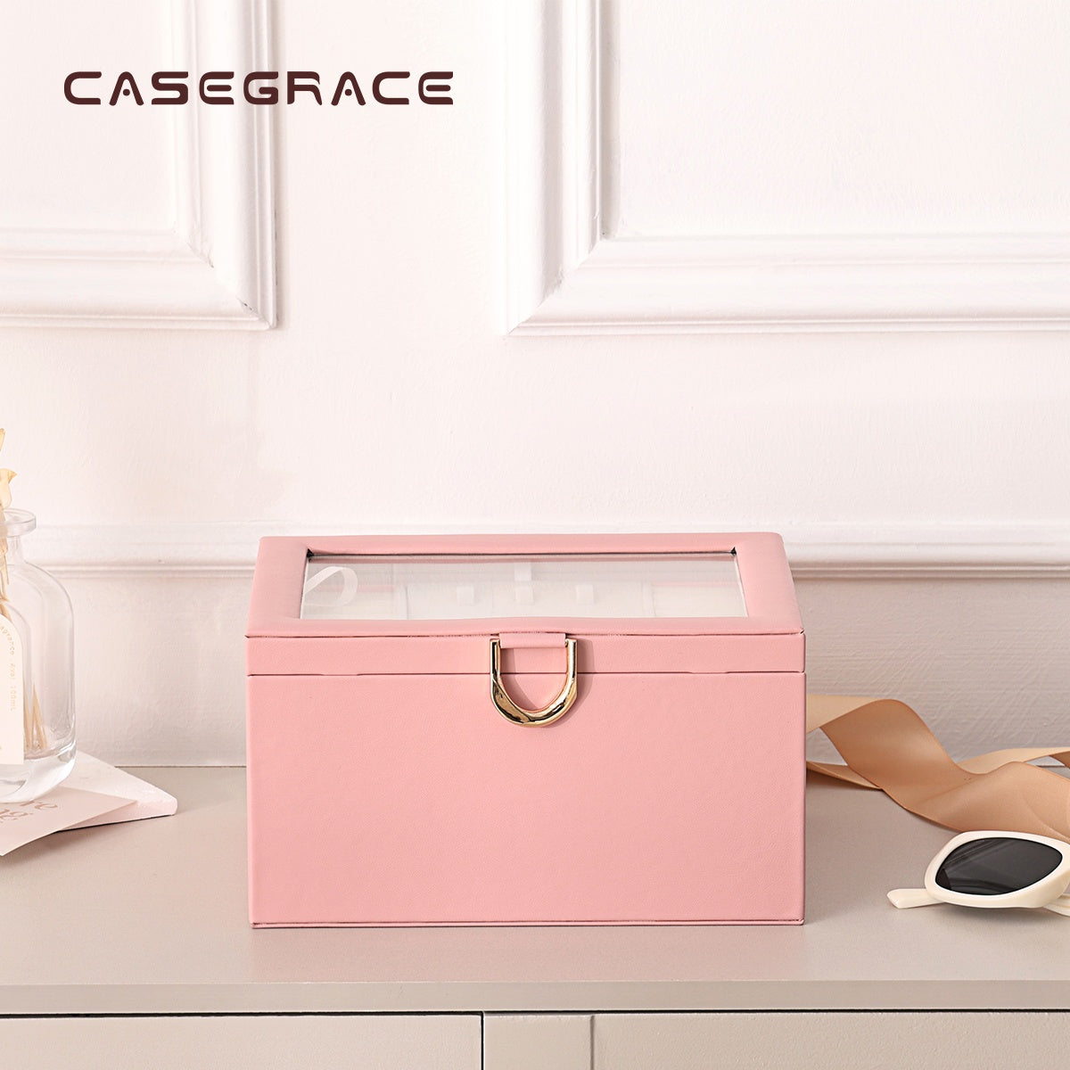 Jewelry Box with Clear Lid,2-Layer