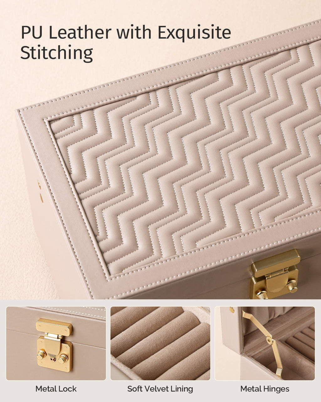 3-Tier Jewelry Organizer Box with 2 Drawers,Large Storage Capacity