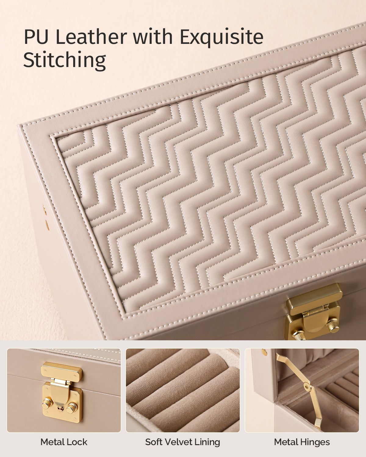 3-Tier Jewelry Organizer Box with 2 Drawers,Large Storage Capacity