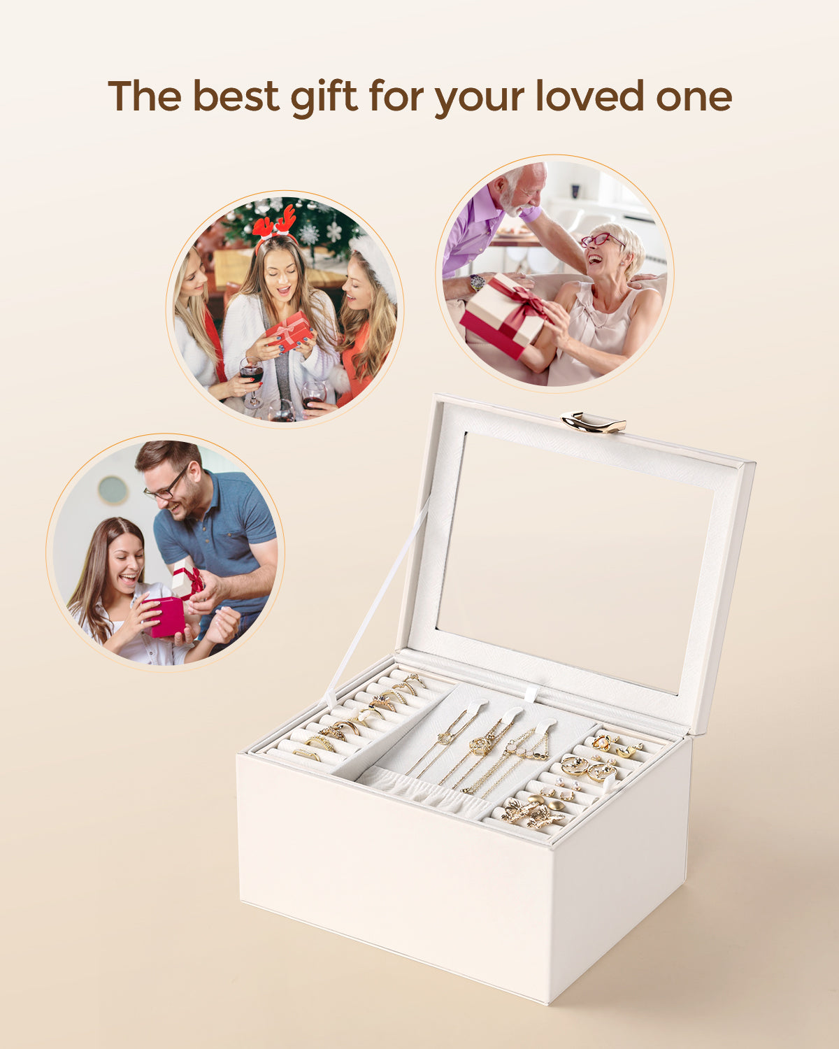 Jewelry Box with Clear Lid,2-Layer