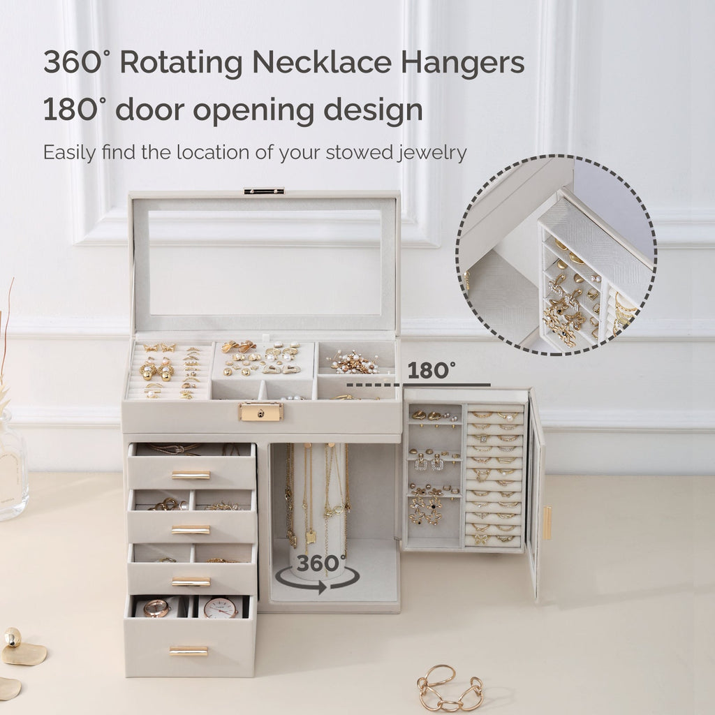 CASEGRACE  5-Layer Jewelry Organizer,360° Rotating