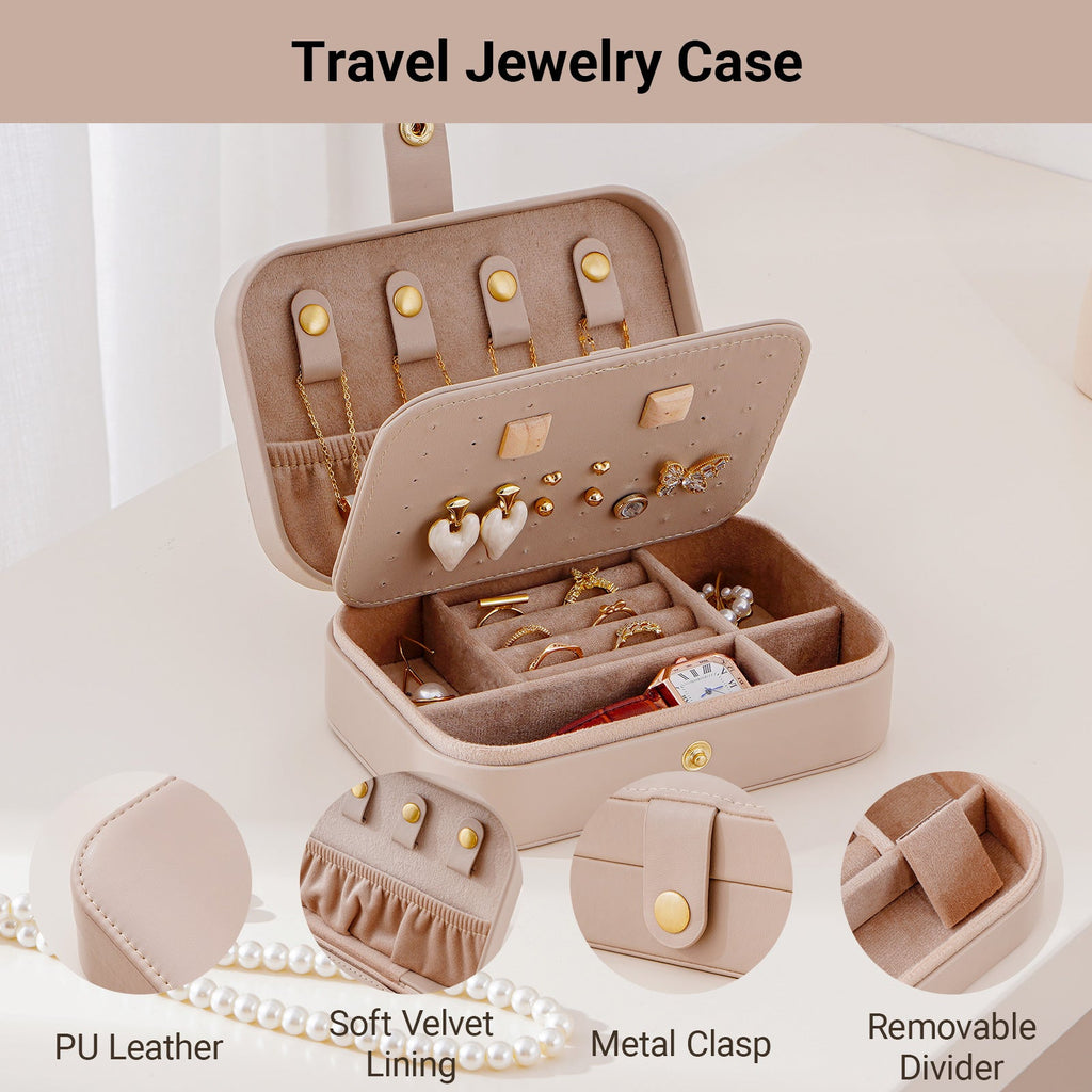 Travel Jewelry Case, PU Leather Jewelry Travel Organizer
