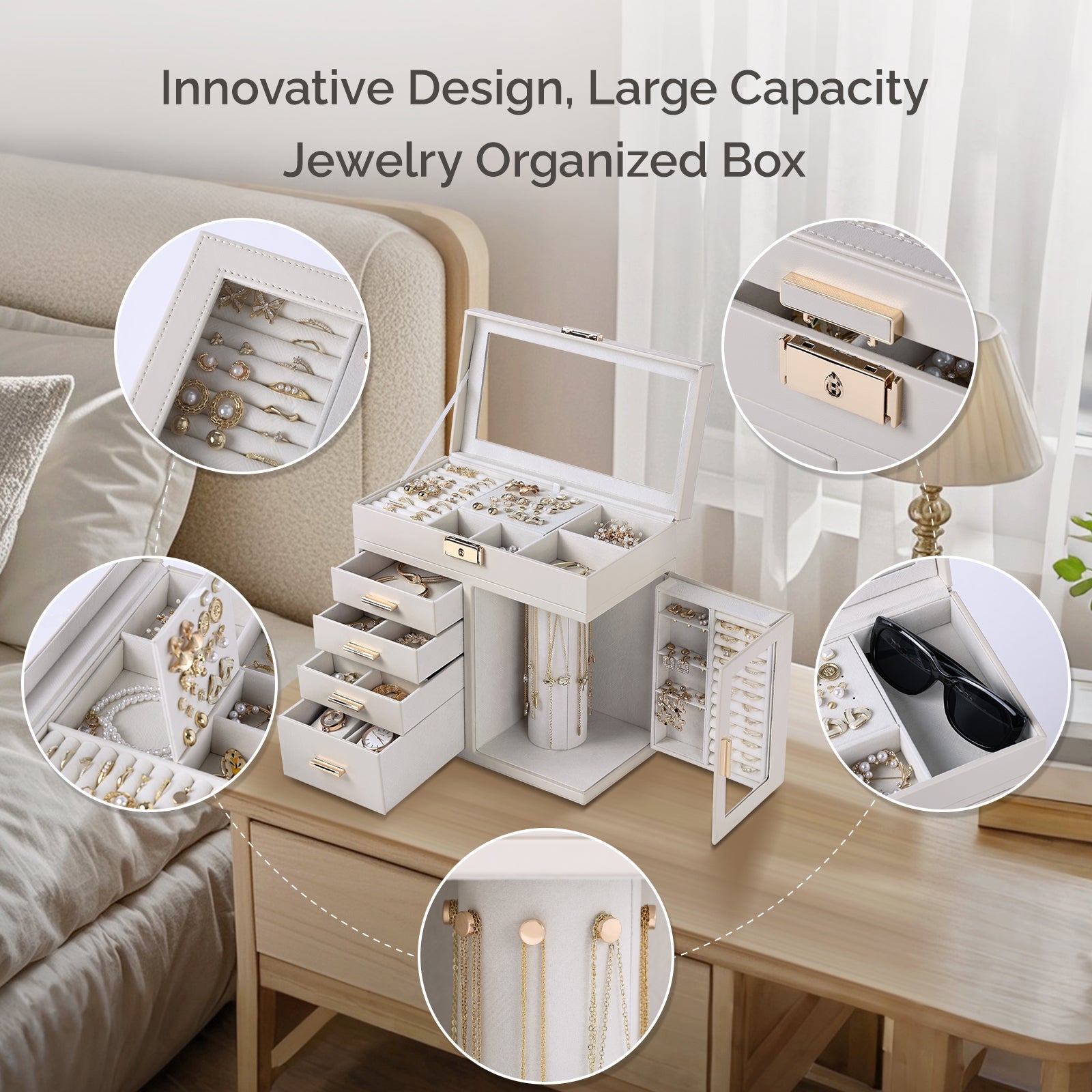 CASEGRACE  5-Layer Jewelry Organizer,360° Rotating