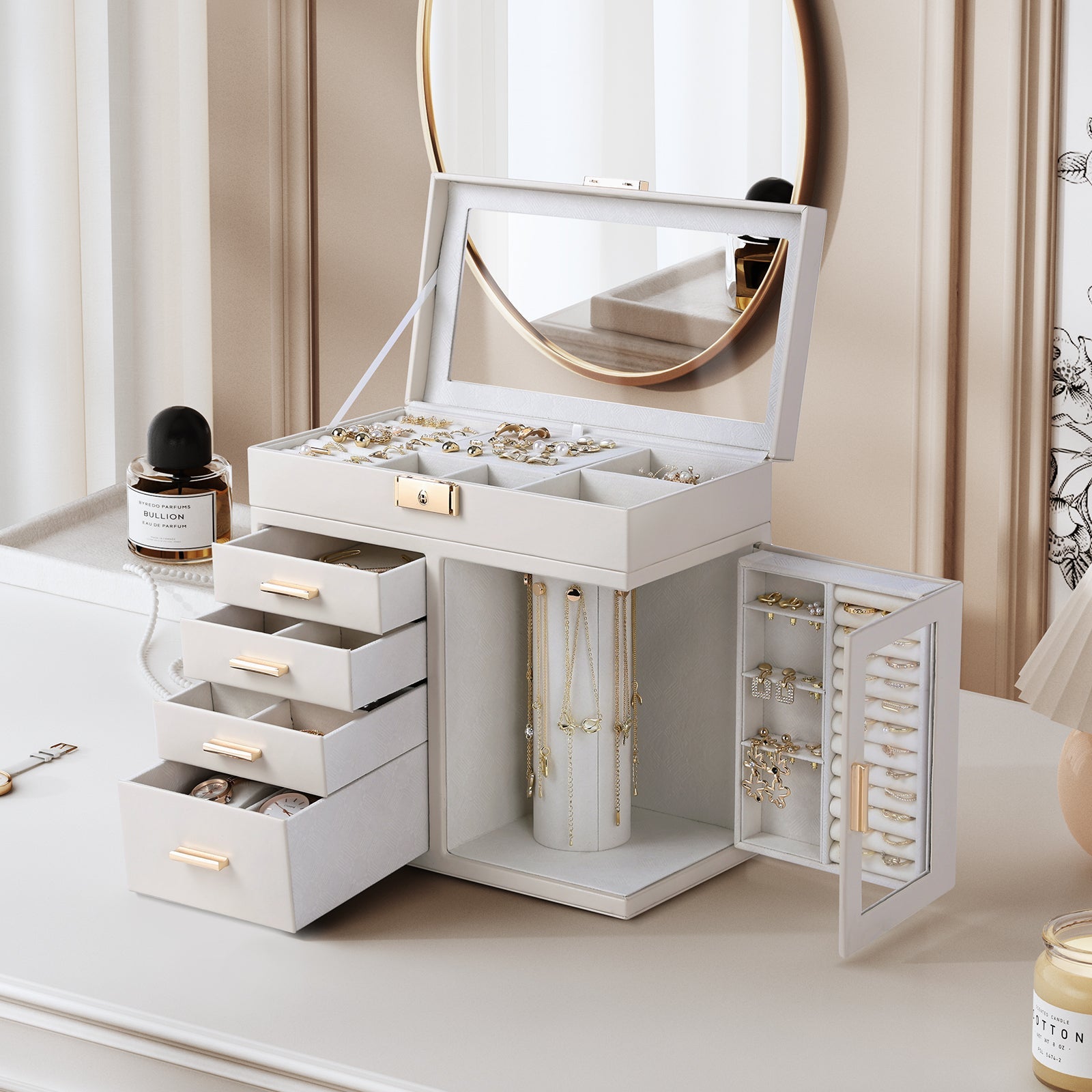 CASEGRACE  5-Layer Jewelry Organizer,360° Rotating