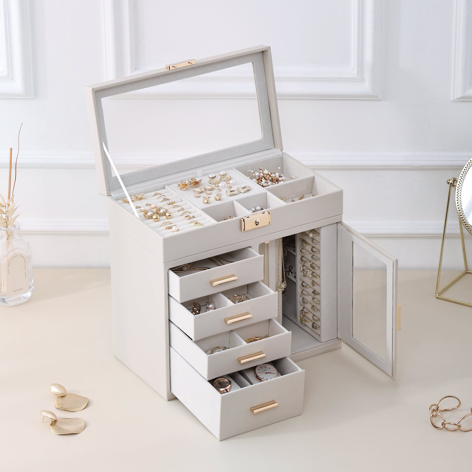 CASEGRACE  5-Layer Jewelry Organizer,360° Rotating