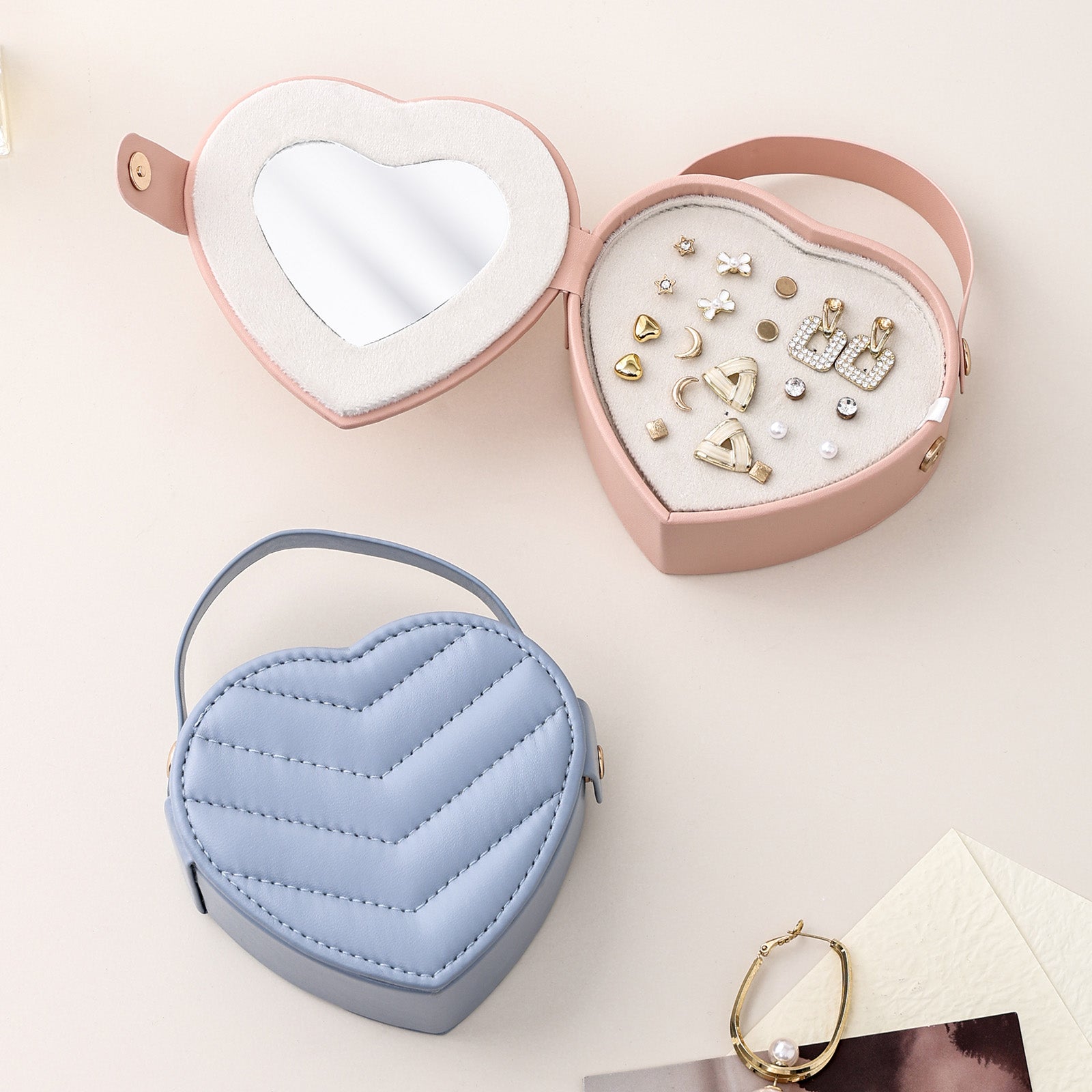 Portable Travel Heart Shaped Jewelry Box