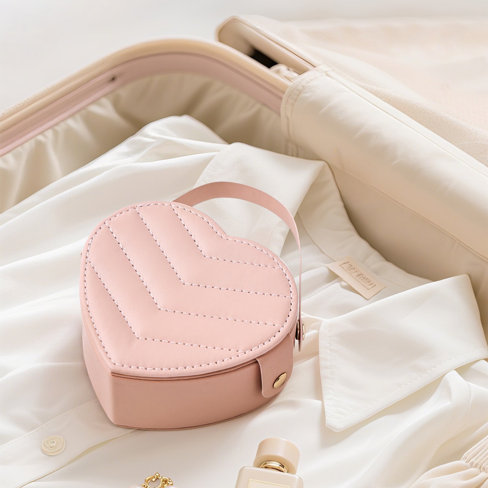 Portable Travel Heart Shaped Jewelry Box