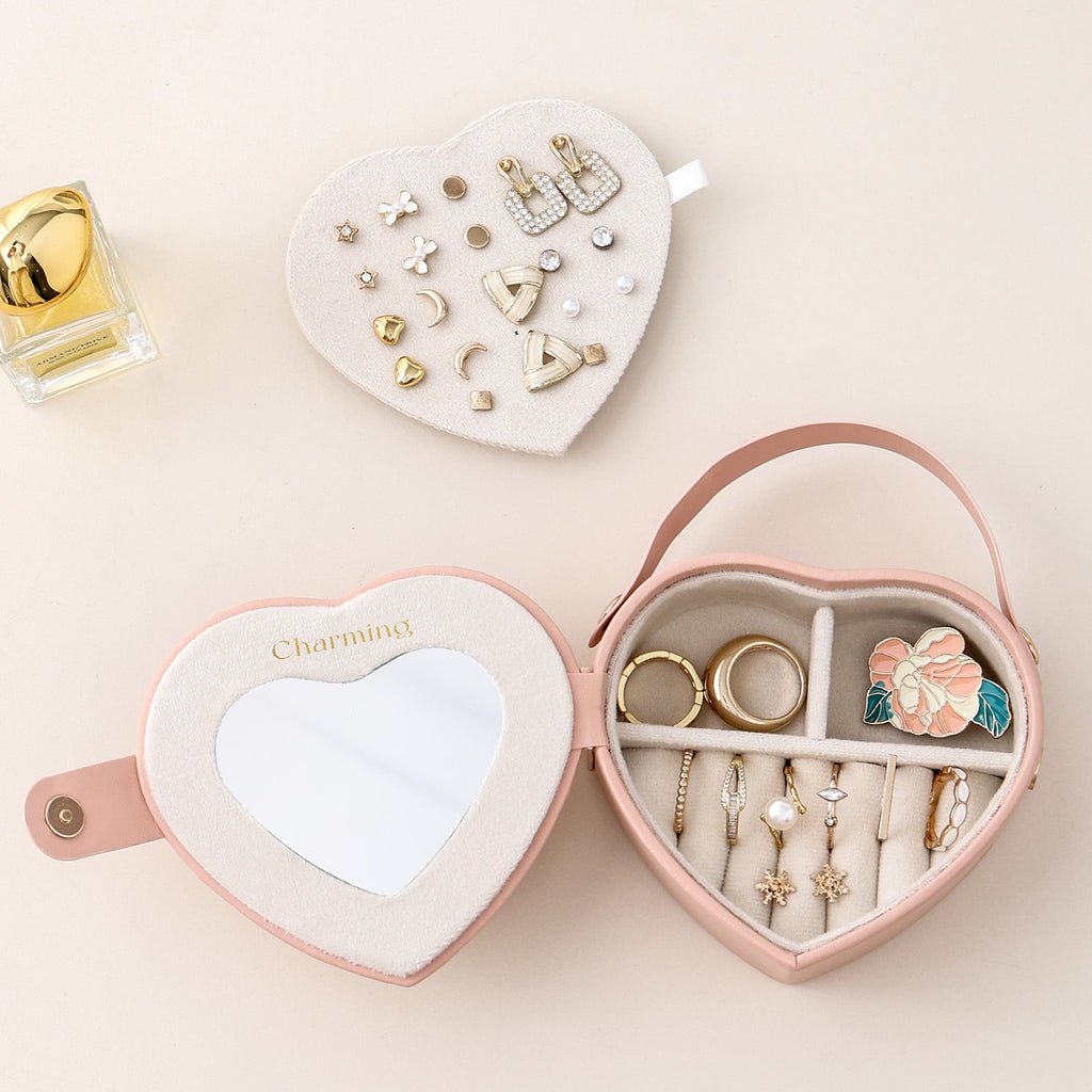Portable Travel Heart Shaped Jewelry Box