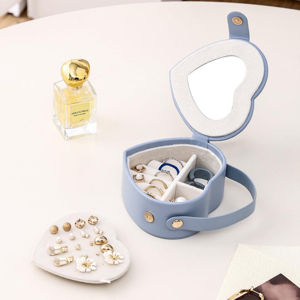 Portable Travel Heart Shaped Jewelry Box