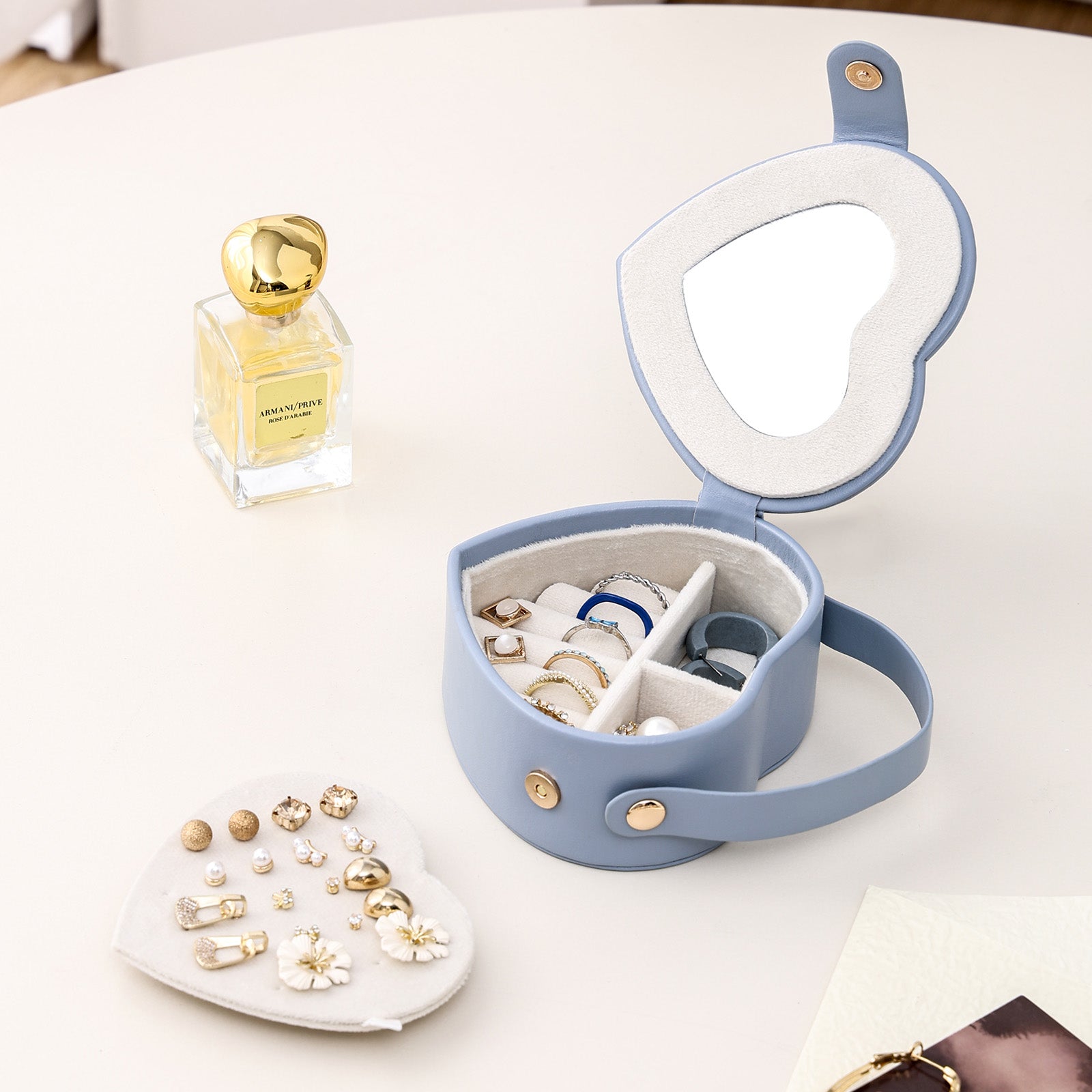 Portable Travel Heart Shaped Jewelry Box