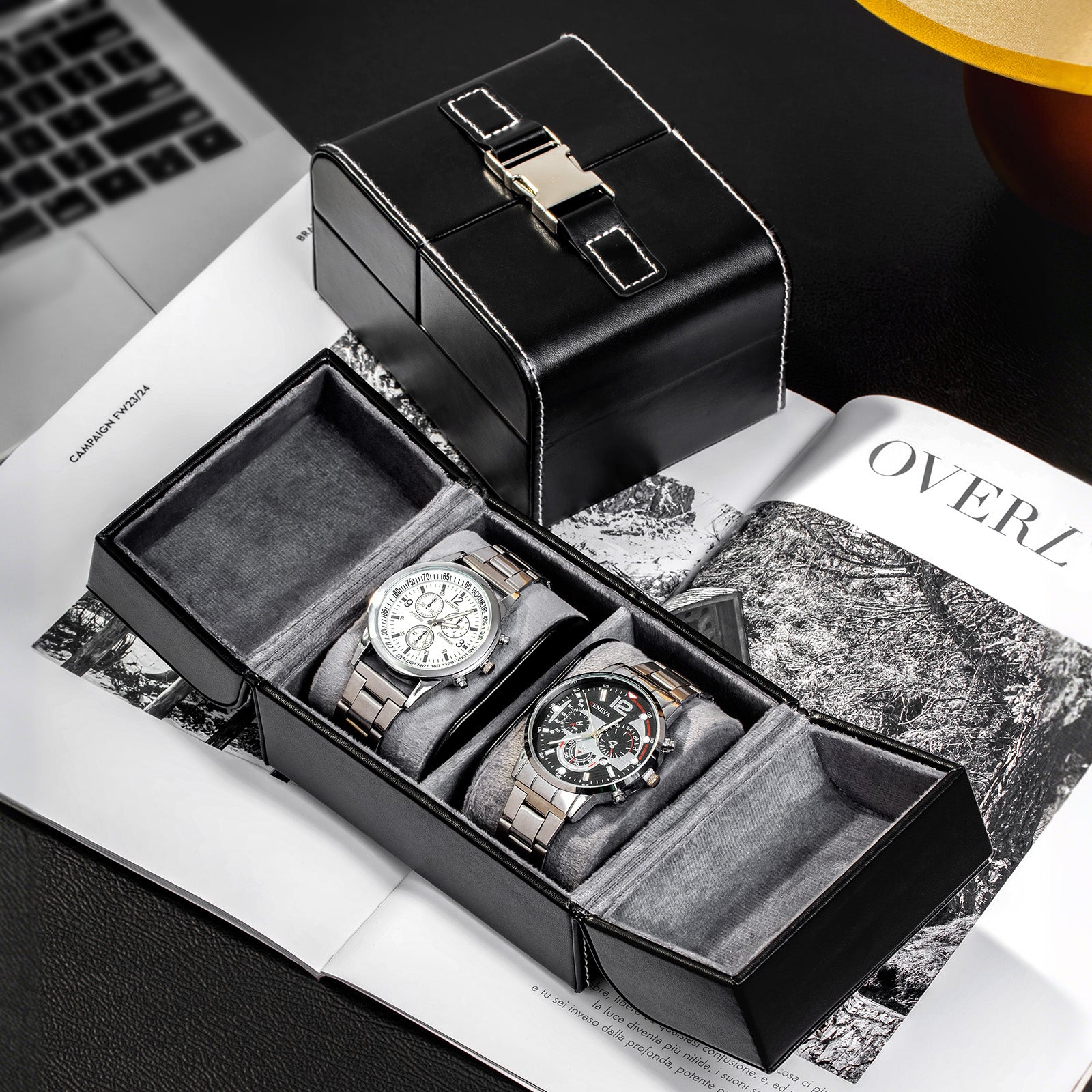 CASEGRACE 2 Watch Travel Storage Case for Men