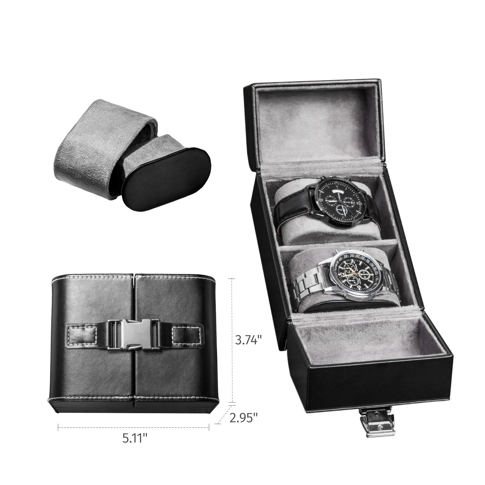 CASEGRACE 2 Watch Travel Storage Case for Men