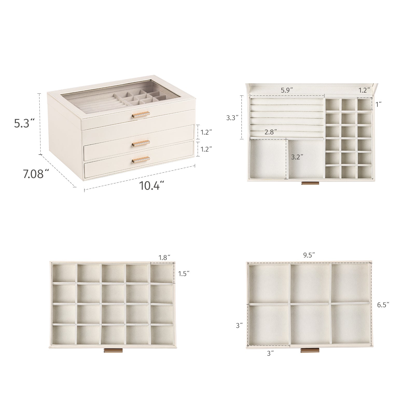 3-Layer Faux Leather Jewelry Box