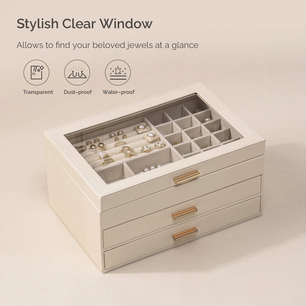 3-Layer Faux Leather Jewelry Box