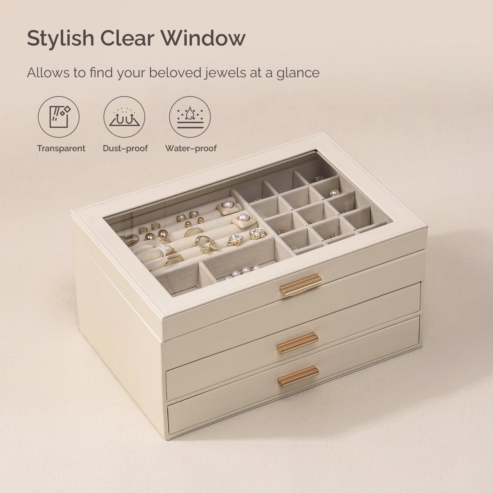 3-Layer Faux Leather Jewelry Box