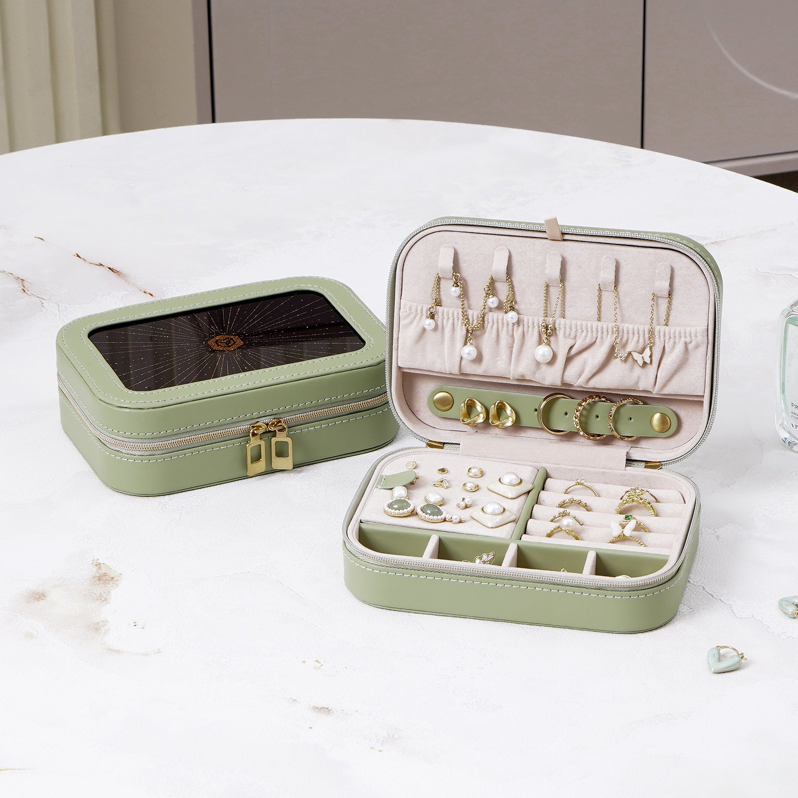 Travel Jewelry Case, PU Leather Jewelry Organizer Travel