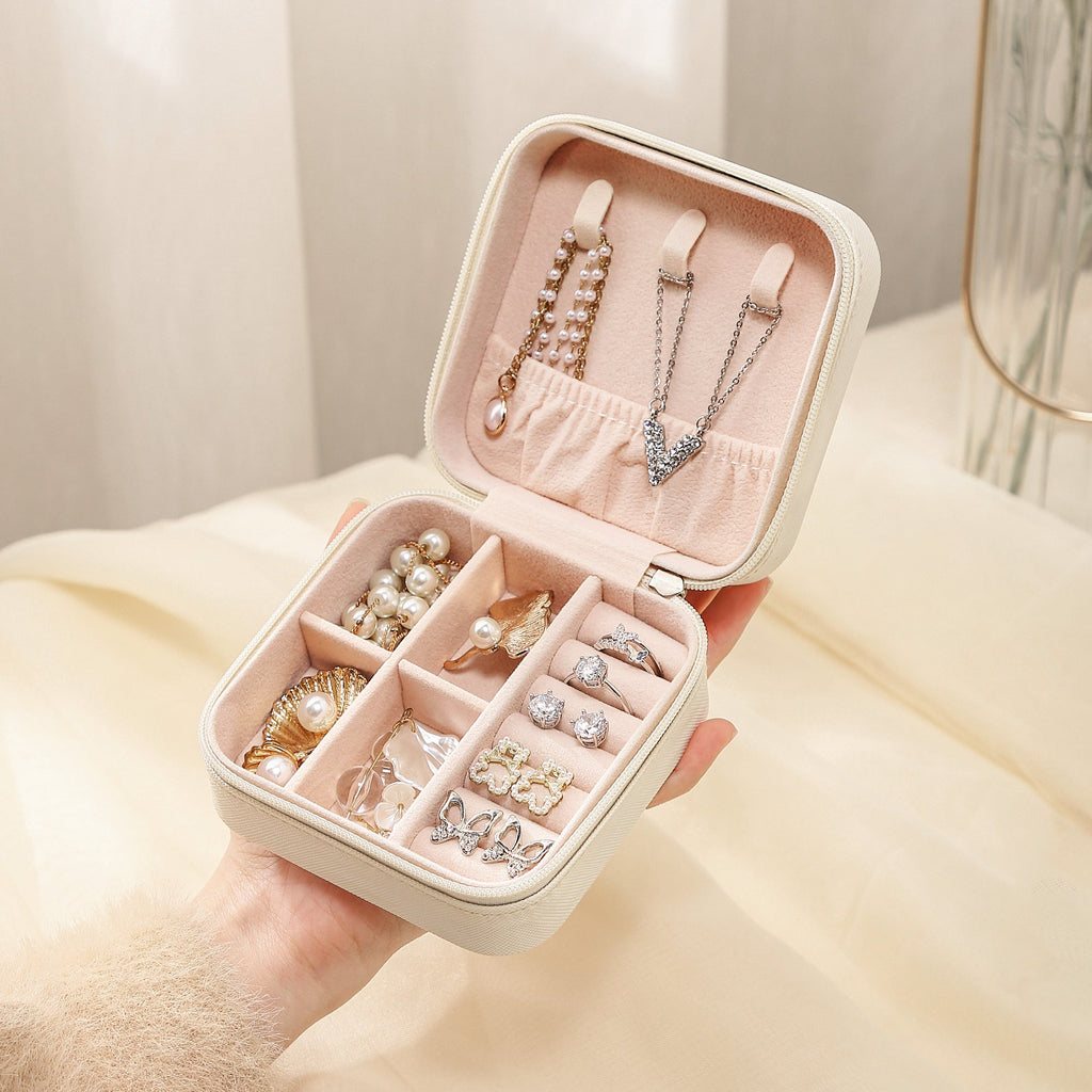 Travel Faux Leather Jewelry Box with Zip