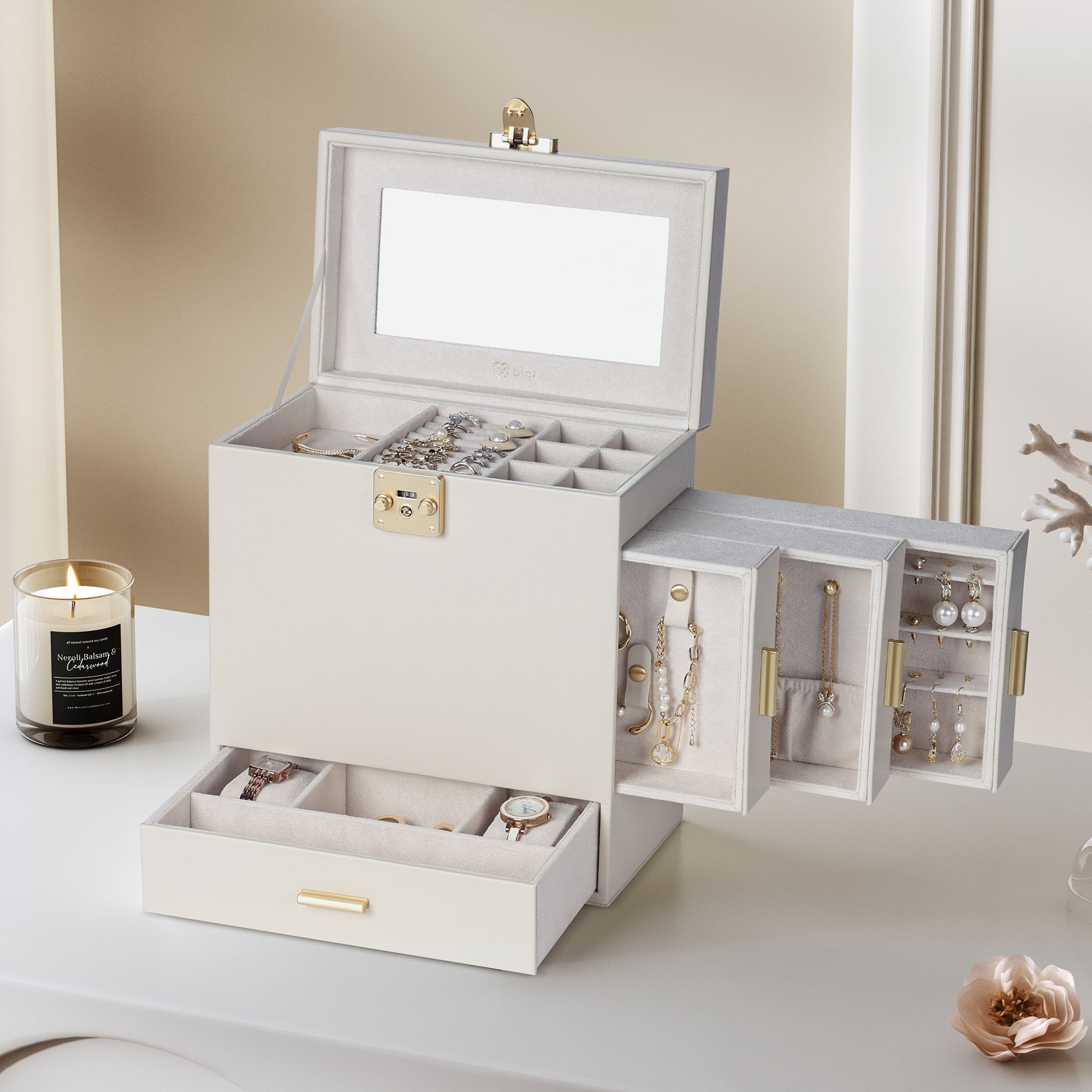 5-Layer Jewelry Organizer with Mirror