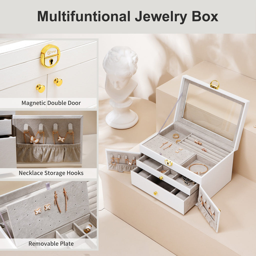 Clear Lid Jewelry Box 3 Layers Jewelry Organizer