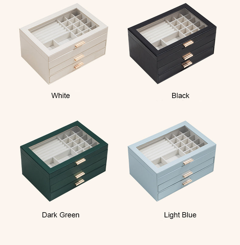 3-Layer Faux Leather Jewelry Box