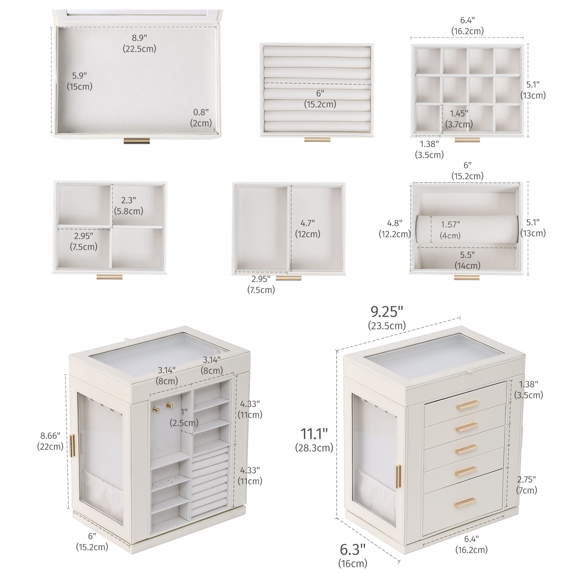 CASEGRACE 6-Tier Jewelry Box 360° Rotating