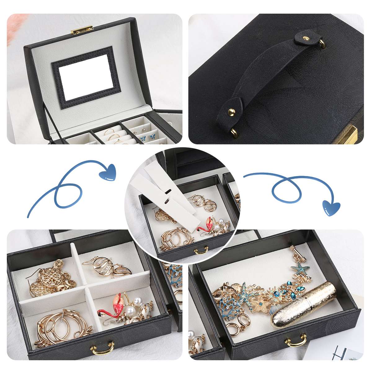 PU Leather Jewelry Storage Box Travel Jewelry Organizer