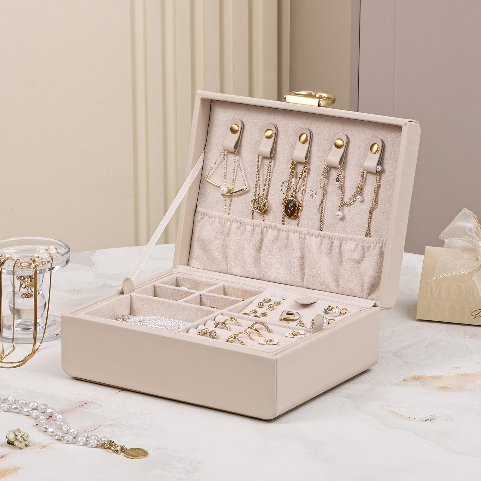 2-Layer Jewelry Box with Removable Jewelry Tray